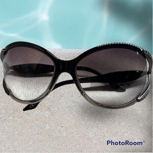 Valentino Black Round Tinted Sunglasses
